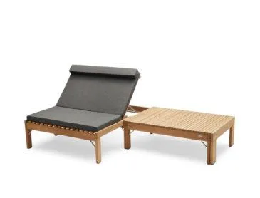 Fritz Hansen RIVIERA LOUNGE -sunbed with cushion, charcoal