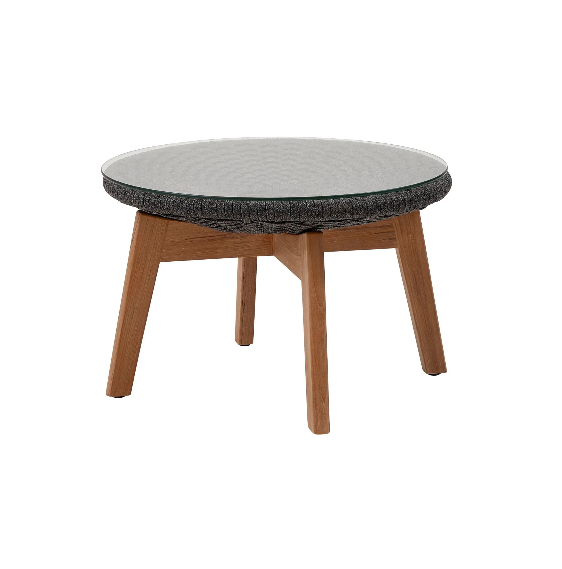Cane-line PEACOCK -coffee table, glass / dark grey / teak