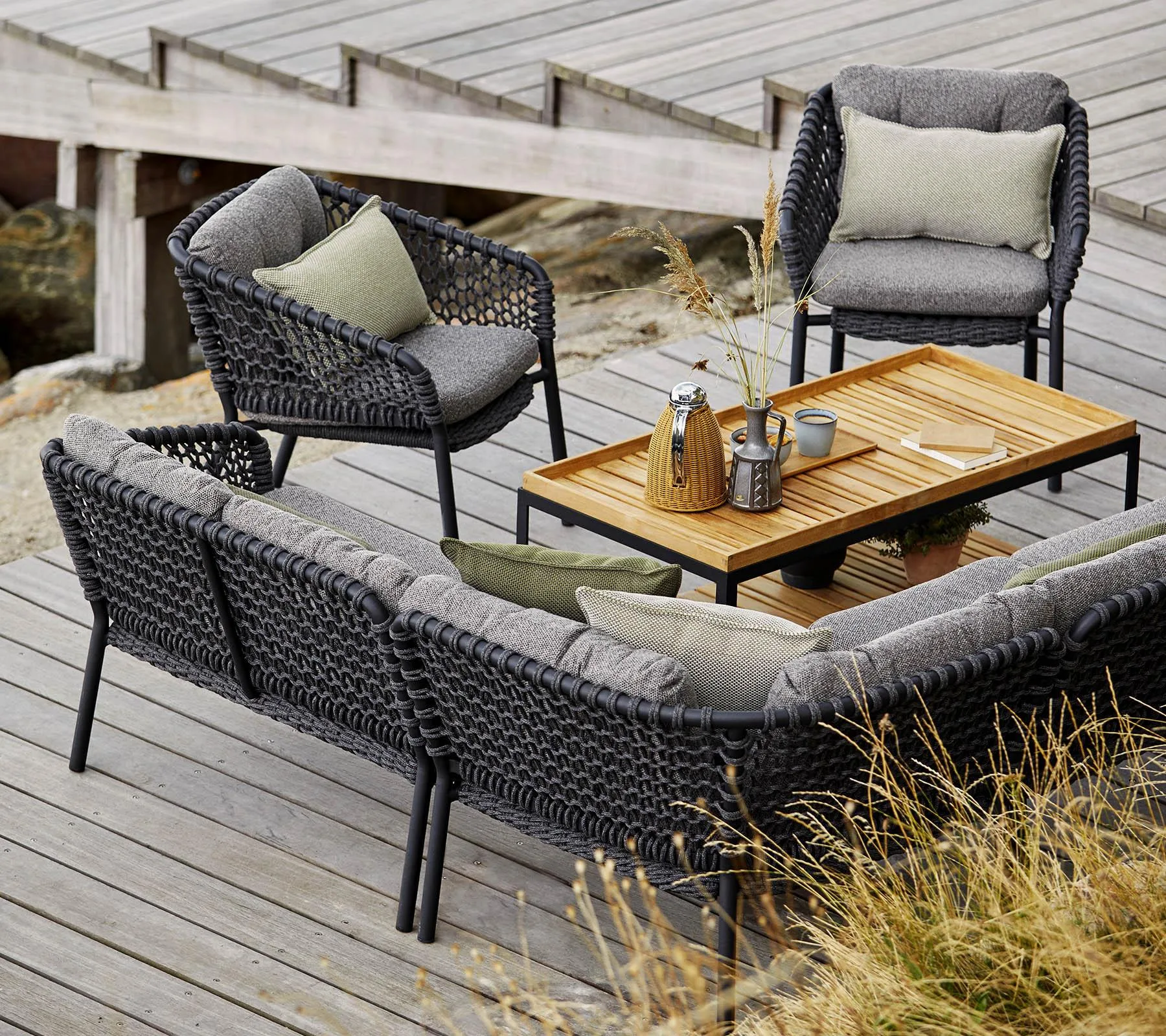 Cane-line OCEAN -2-seater sofa module with cushions, left, dark grey - Image 3