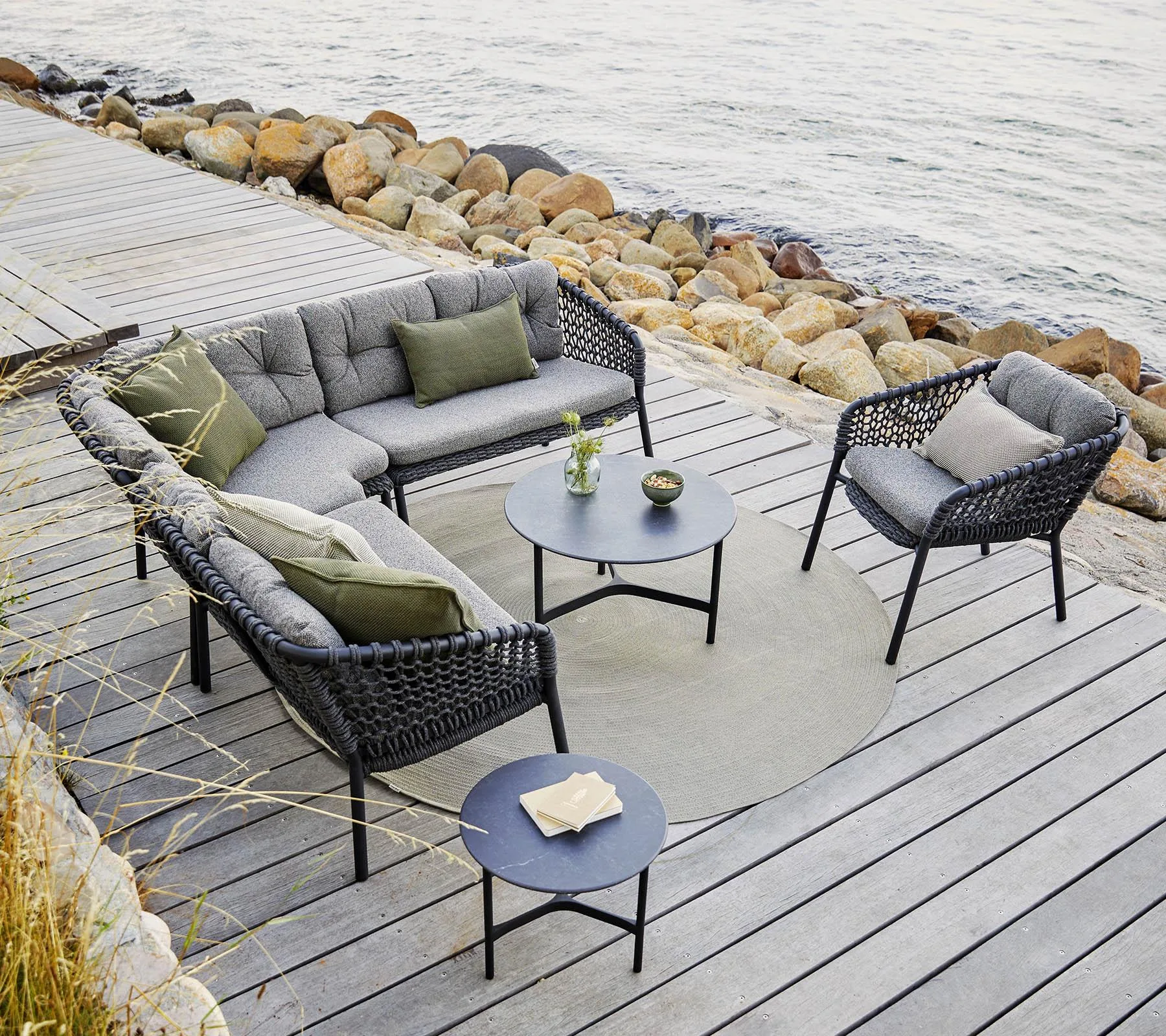 Cane-line OCEAN -2-seater sofa module with cushions, left, dark grey - Image 2