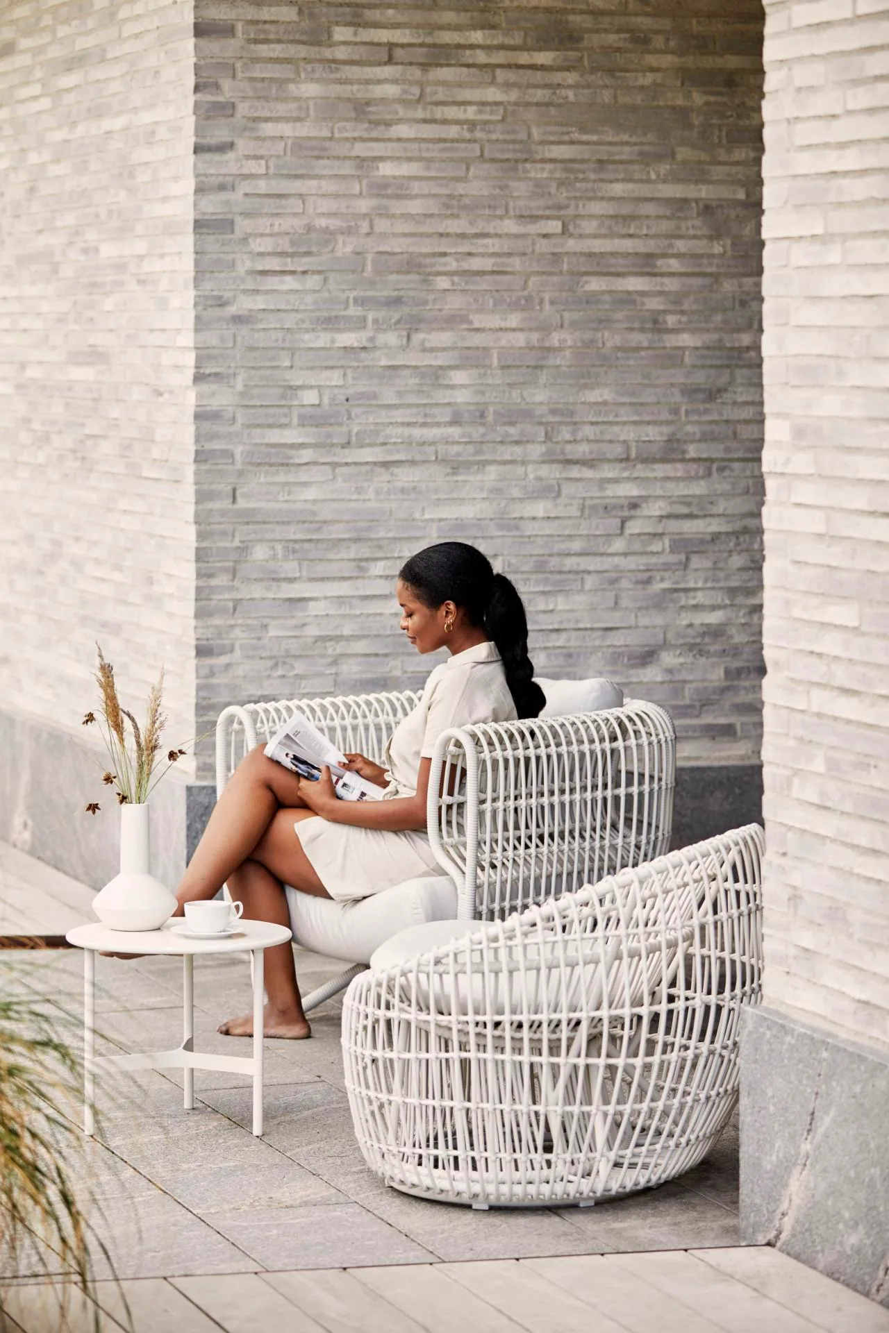 Cane-line NEST lounge chair, round, white - Image 3