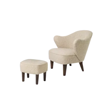 Audo Copenhagen INGEBORG nojatuoli ja rahi, beige/savutammi