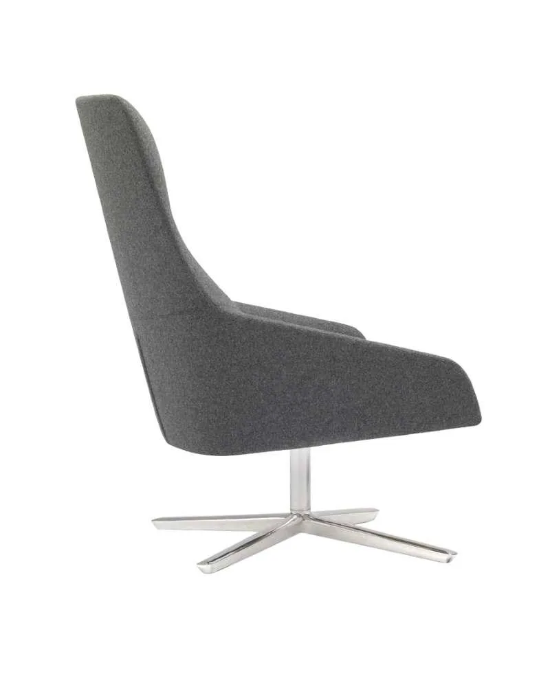 Andreu World ALYA lounge chair, high back, grey/aluminium BU1520 - Image 2