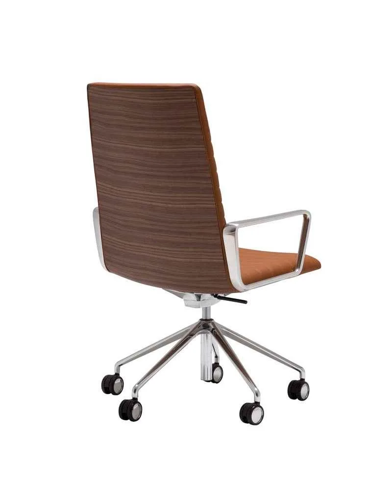 Andreu World FLEX EXECUTIVE chair, medium back, brown/walnut/aluminium SO1860 - Image 3