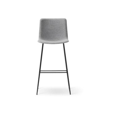 Fredericia PATO bar stool, sledge base, grey/black, fully upholstered