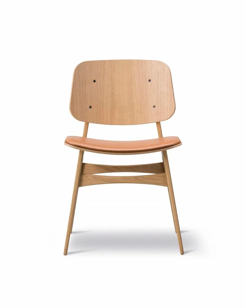 Fredericia SØBORG 3051 chair, lacquered oak, brown leather
