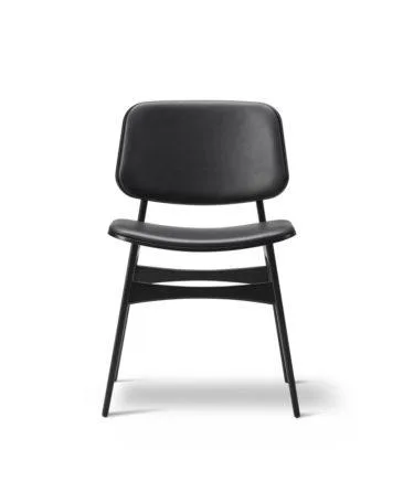 Fredericia SØBORG -tuoli, musta tammi/musta nahka, etuosa verhoiltu