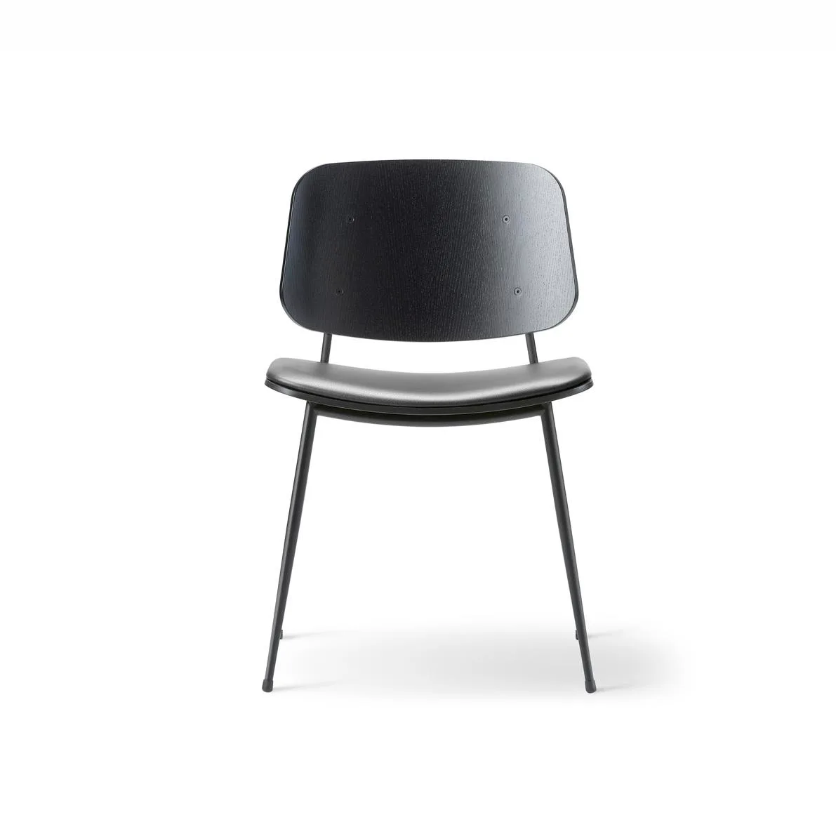 Fredericia SØBORG 3061 chair, black lacquered oak, steel frame, black leather