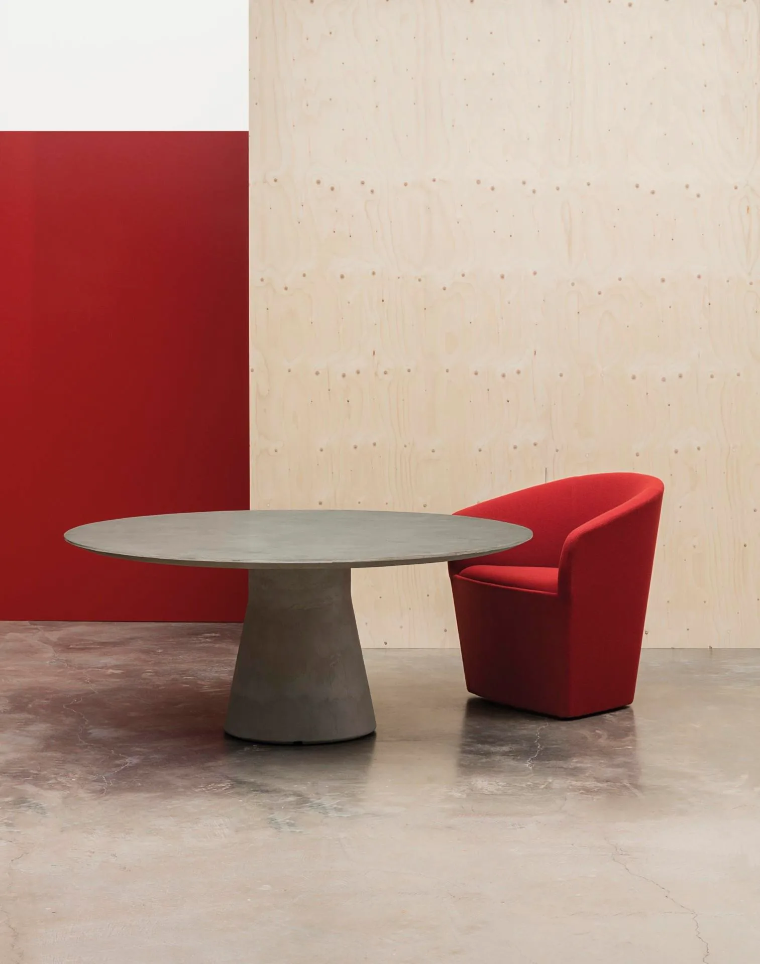 Andreu World REVERSE LOUNGE -table, Ø140 cm, cement finish ME14400 - Image 3
