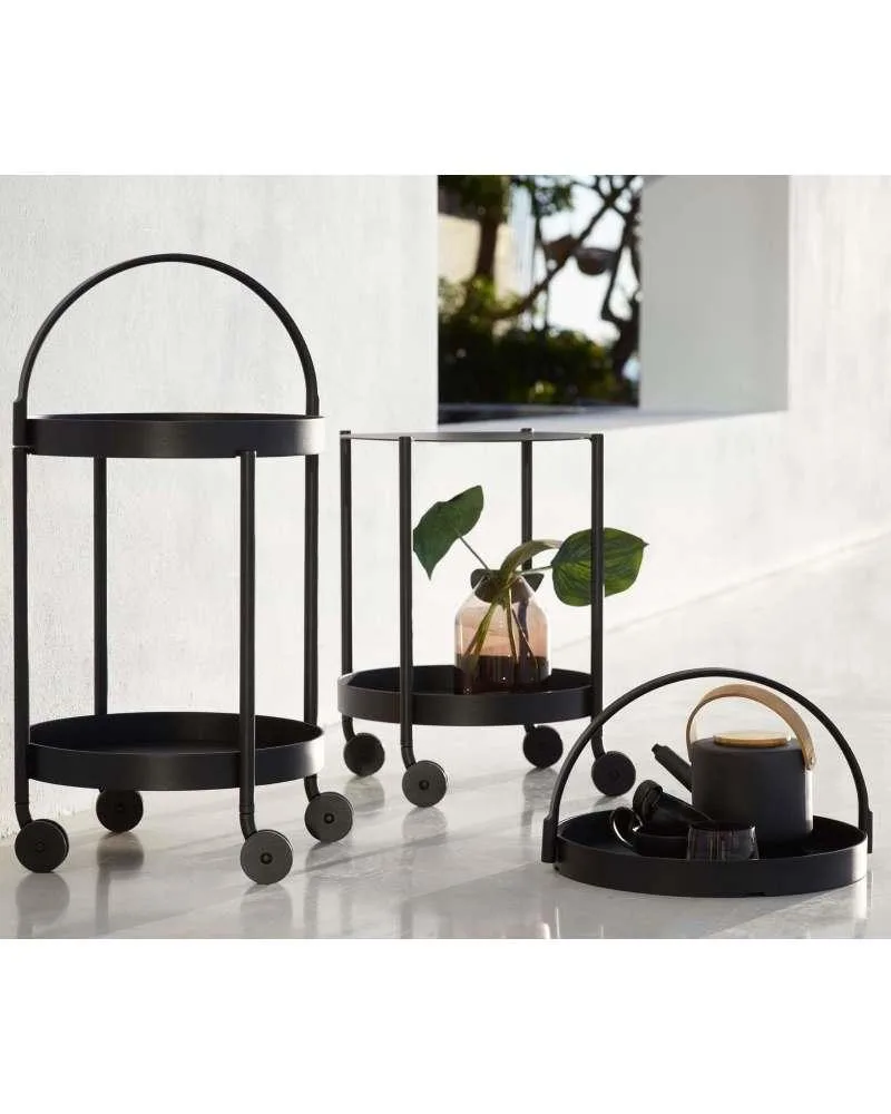 Cane-line ROLL trolley, round, dark grey - Image 2