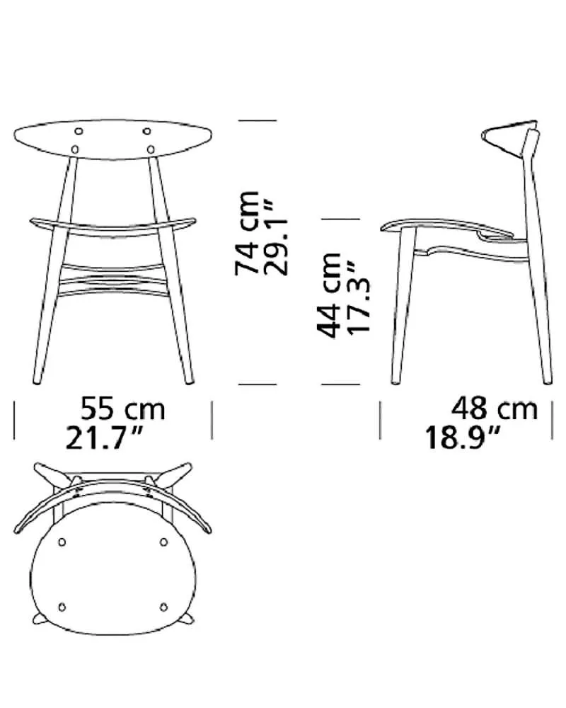 Carl Hansen CH33P -tuoli, öljytty tammi / musta nahka - Image 7