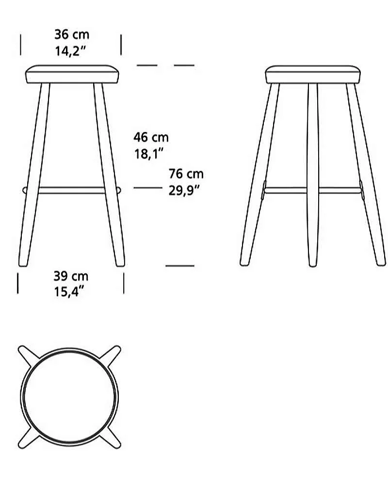 Carl Hansen CH56 bar stool, oiled oak / leather - Image 5