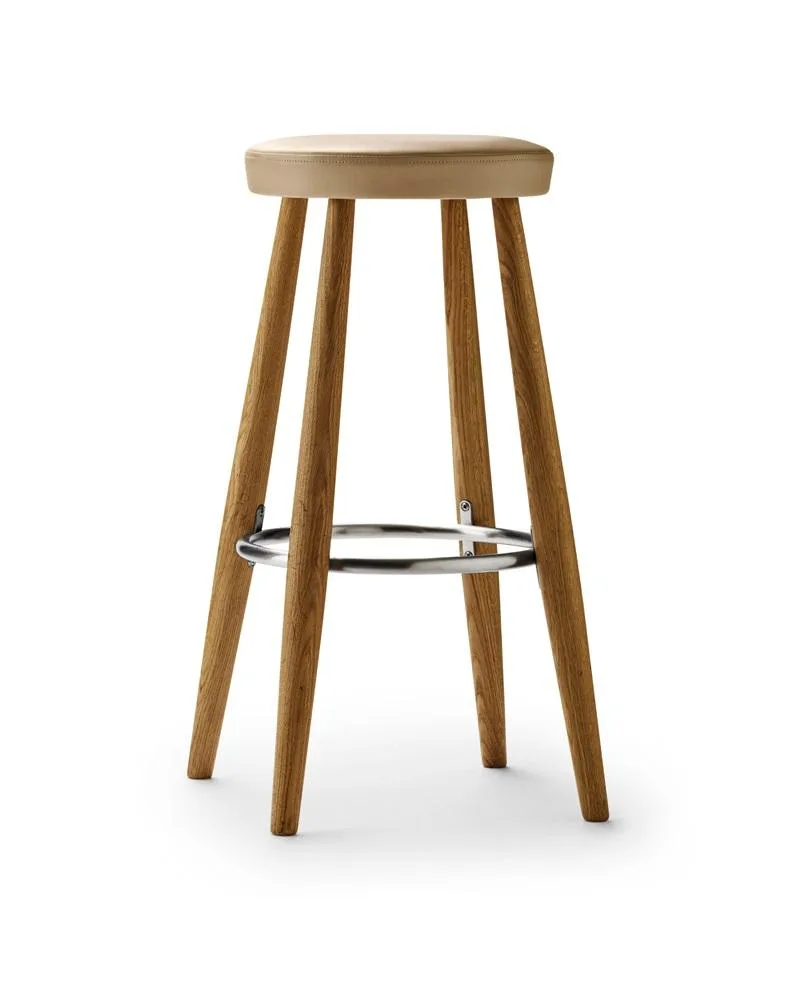 Carl Hansen CH56 bar stool, oiled oak / leather
