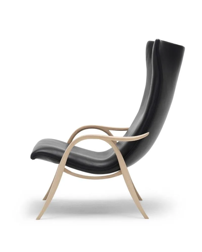 Carl Hansen FH429 armchair, soaped oak / black leather - Image 2