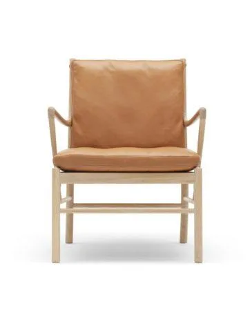 Carl Hansen OW149 -nojatuoli, saippuoitu tammi / ruskea nahka