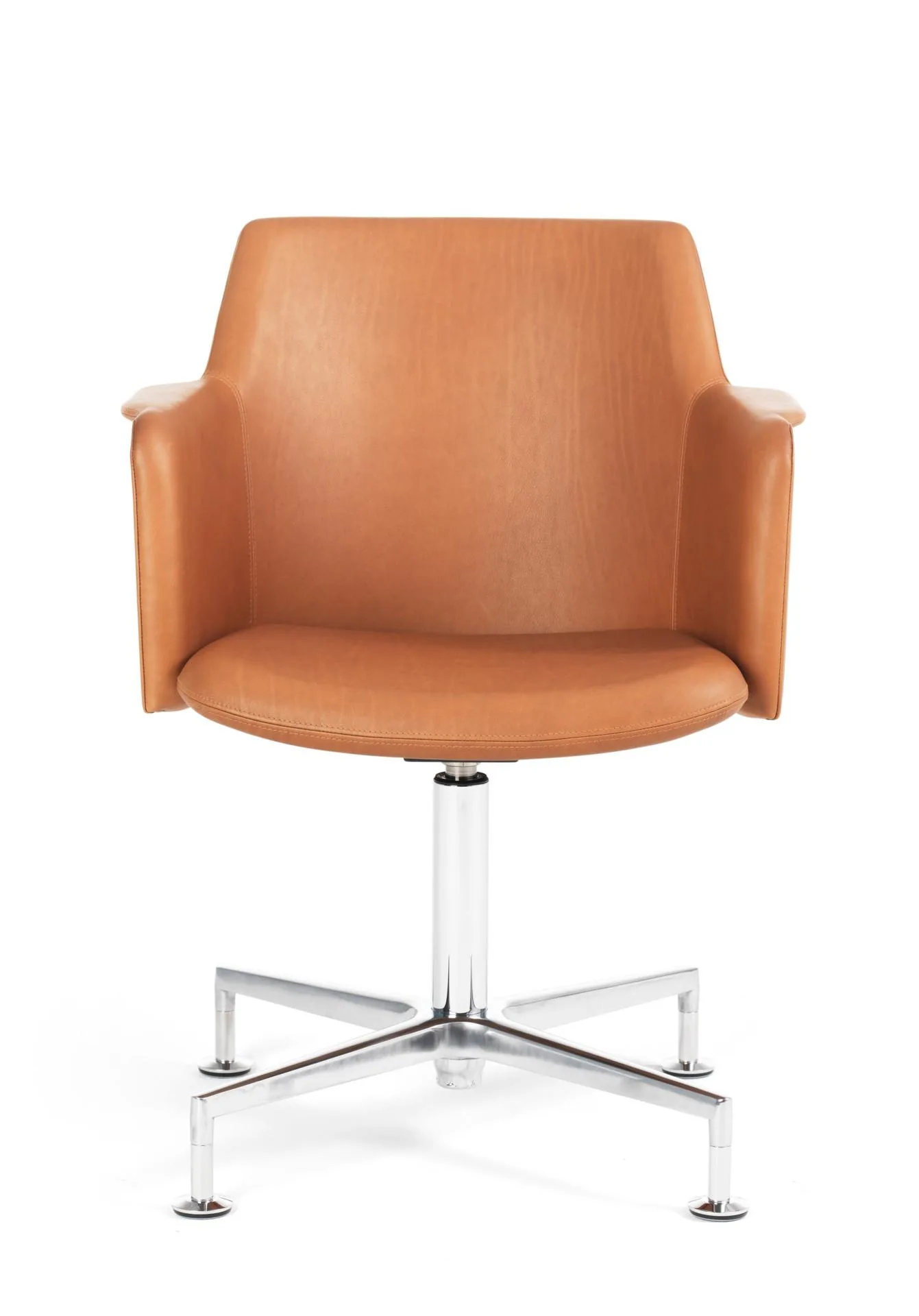 Lammhults CAROUSEL -tuoli, vaaleanruskea nahka/kiillotettu alumiini