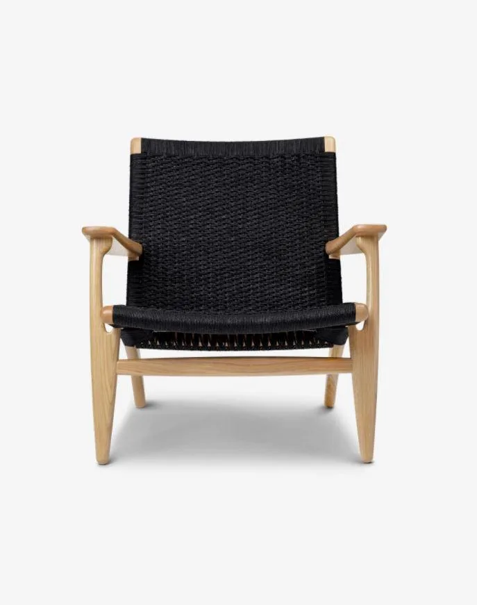 Carl Hansen CH25 chair, lacquered oak / black paper cord