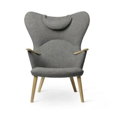 Carl Hansen CH78 MAMA BEAR armchair, grey / oiled oak