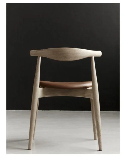 Carl Hansen CH20 chair, white oiled oak / dark brown leather - Image 3