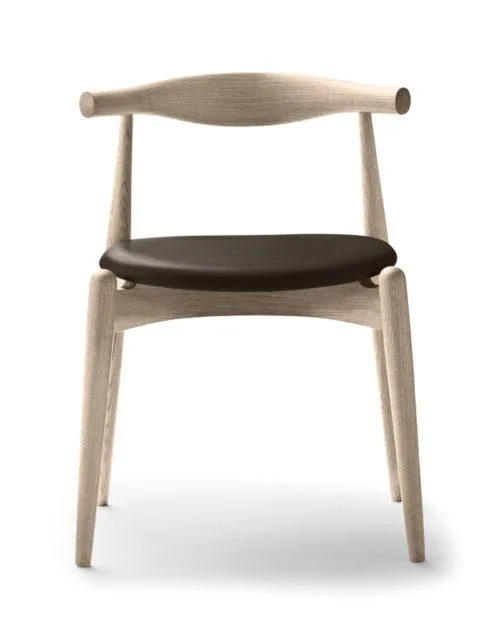 Carl Hansen CH20 chair, white oiled oak / dark brown leather