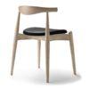 Carl Hansen CH20 chair, white oiled oak / black leather