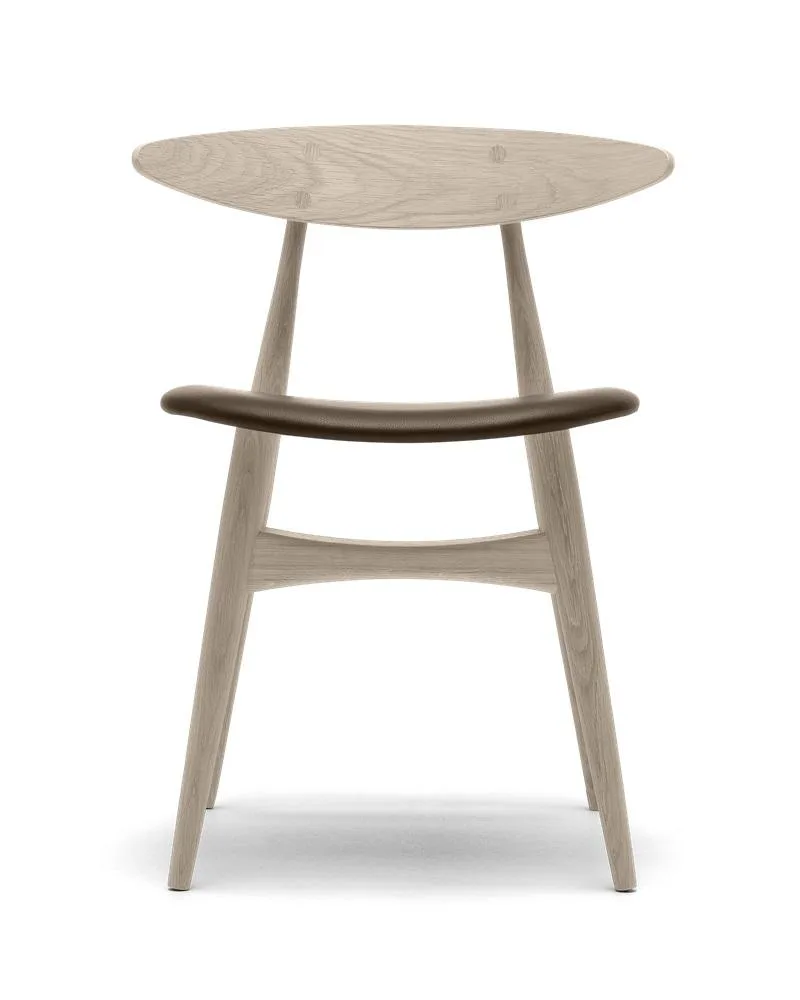 Carl Hansen CH33P chair, white oiled oak / dark brown leather