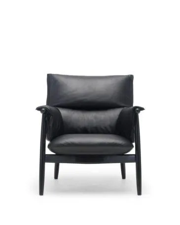 Carl Hansen E015 EMBRACE lounge chair, black painted oak / leather
