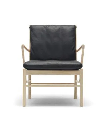 Carl Hansen OW149 armchair, soaped oak / black leather