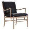 Carl Hansen OW149 armchair, soaped oak / black leather - Image 2