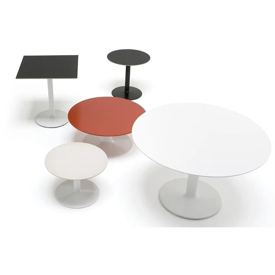Andreu World DUAL bar table, Ø80 cm, oak/polished aluminium ME05201 - Image 5