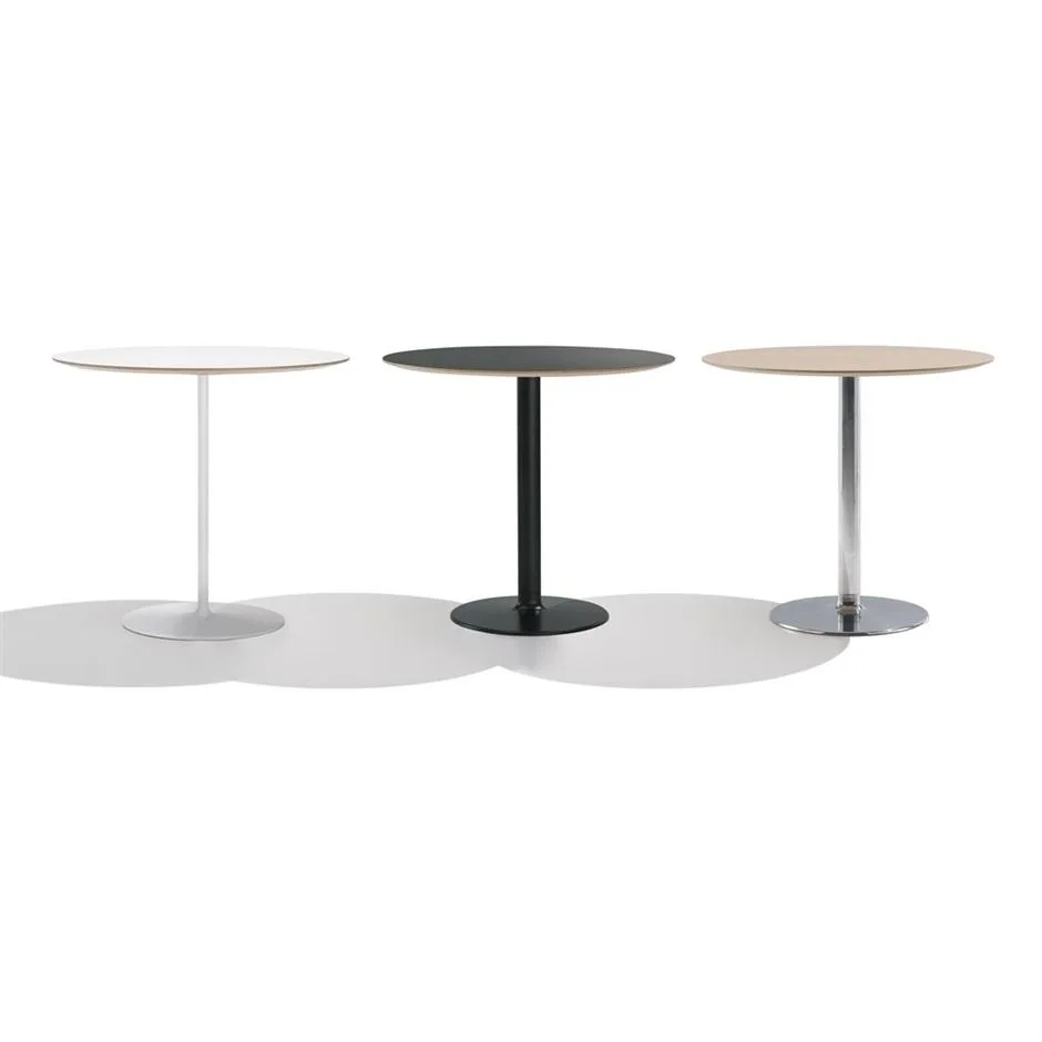 Andreu World DUAL bar table, Ø80 cm, oak/polished aluminium ME05201 - Image 4