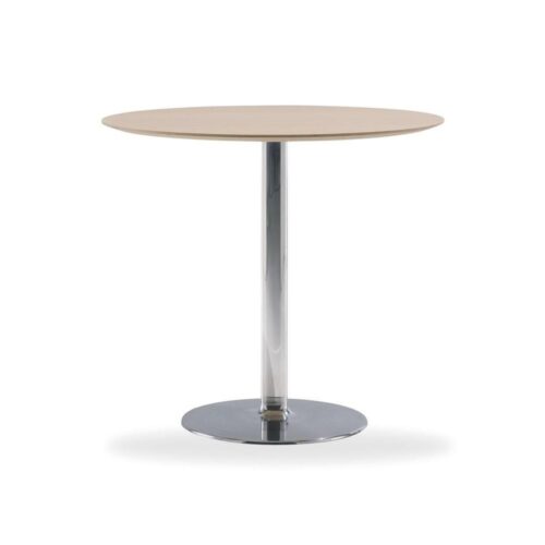 Andreu World DUAL bar table, Ø80 cm, oak/polished aluminium ME05201
