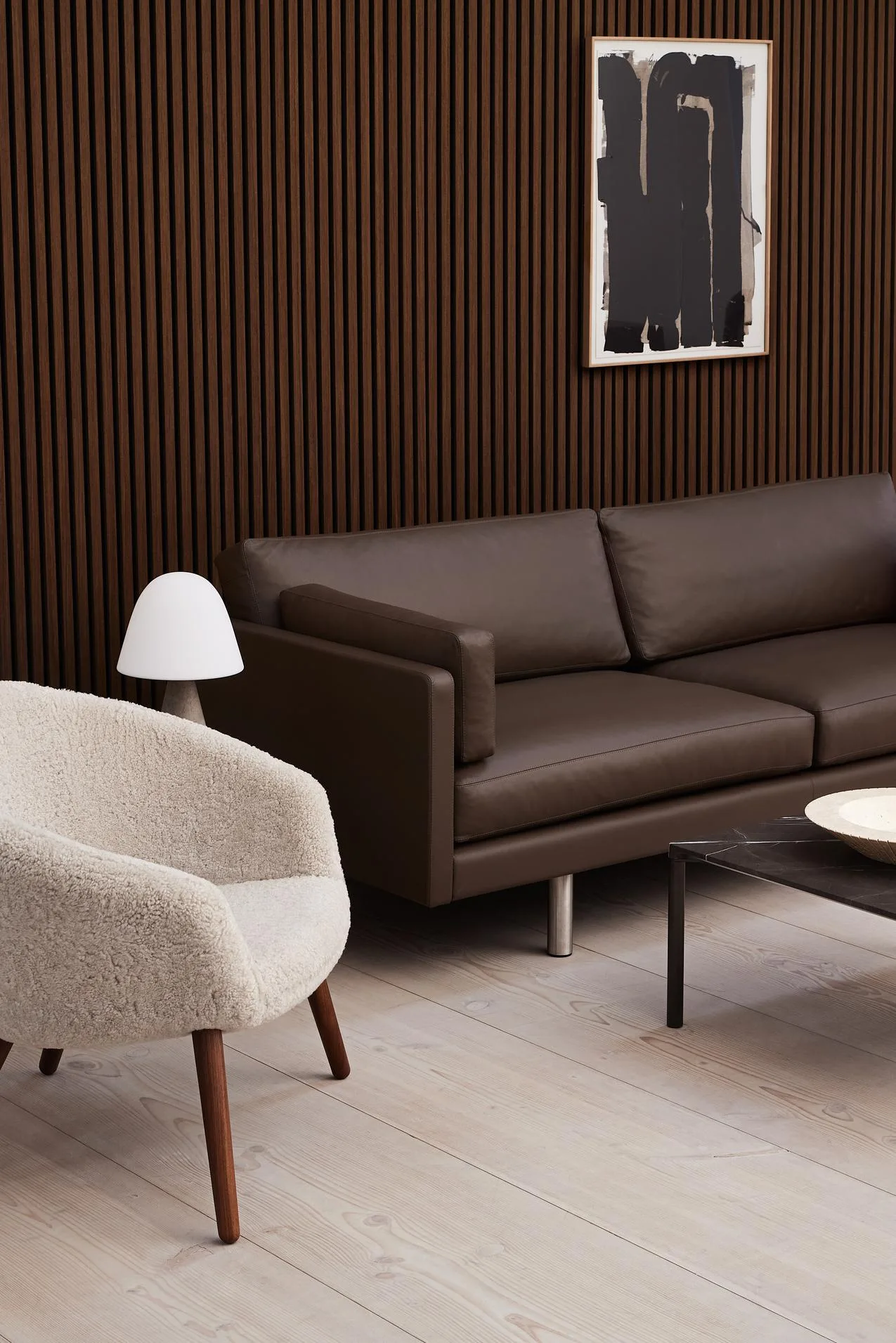 Fredericia DITZEL Lounge chair, moonlight sheepskin/lacquered oak - Image 7