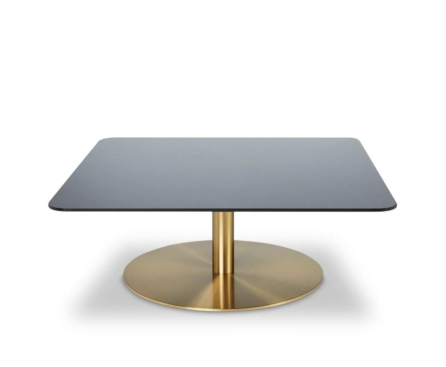 Tom Dixon FLASH coffee table, square, black glass table top / brass base