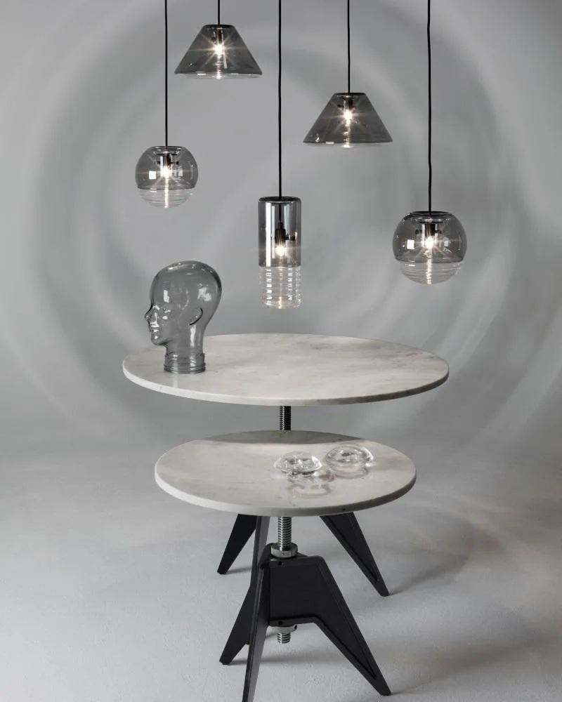 Tom Dixon SCREW side table, black base / white marble table top - Image 6