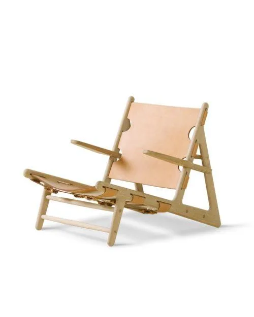 Fredericia THE HUNTING CHAIR -nojatuoli, luonnonnahka/saippuoitu tammi