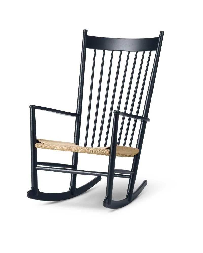 Fredericia J16 rocking chair, black/natural paper cord