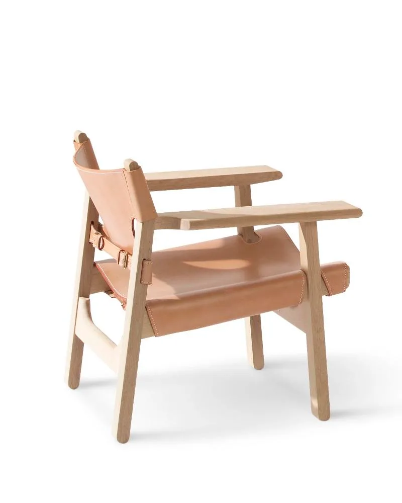 Fredericia THE SPANISH CHAIR -nojatuoli, öljytty tammi/luonnonvärinen nahka - Image 2