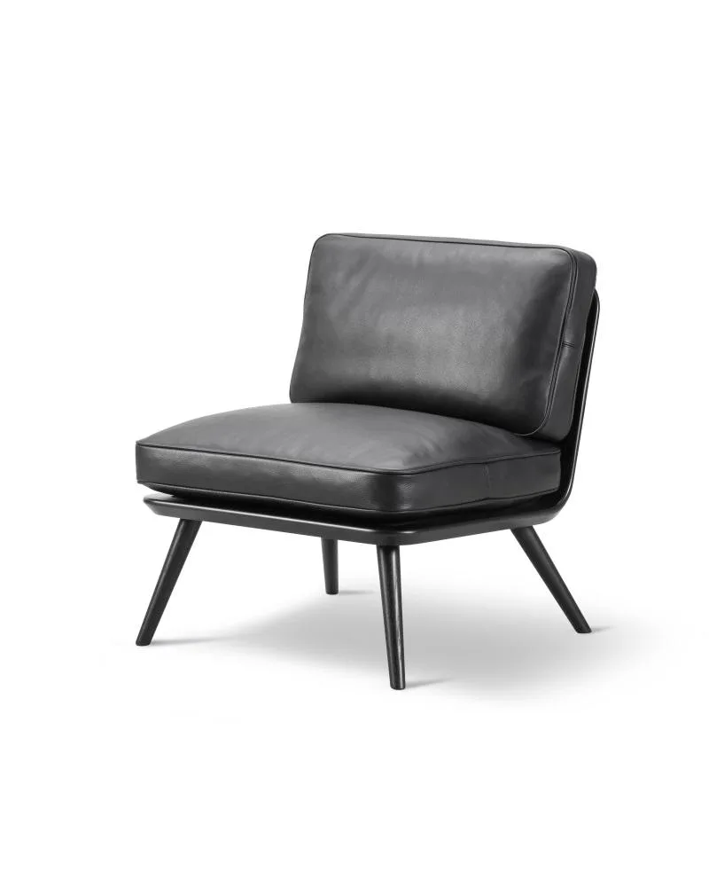 Fredericia SPINE LOUNGE PETIT -nojatuoli, musta nahka/musta