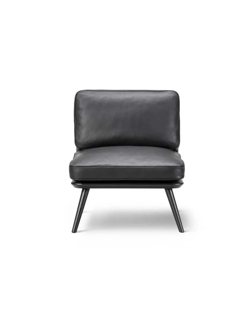 Fredericia SPINE LOUNGE PETIT -nojatuoli, musta nahka/musta - Image 2