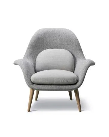 Fredericia SWOON LOUNGE -nojatuoli, harmaa/lakattu tammi