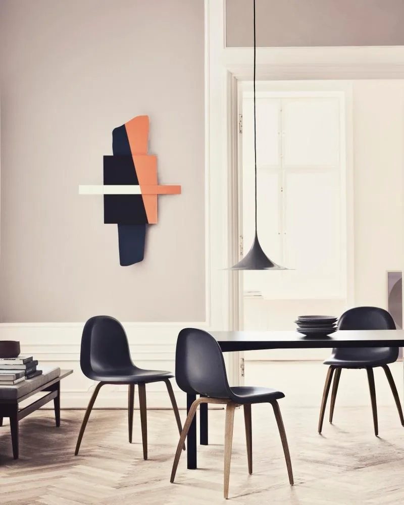 GUBI 3D chair, walnut/black, sledge base - Image 2