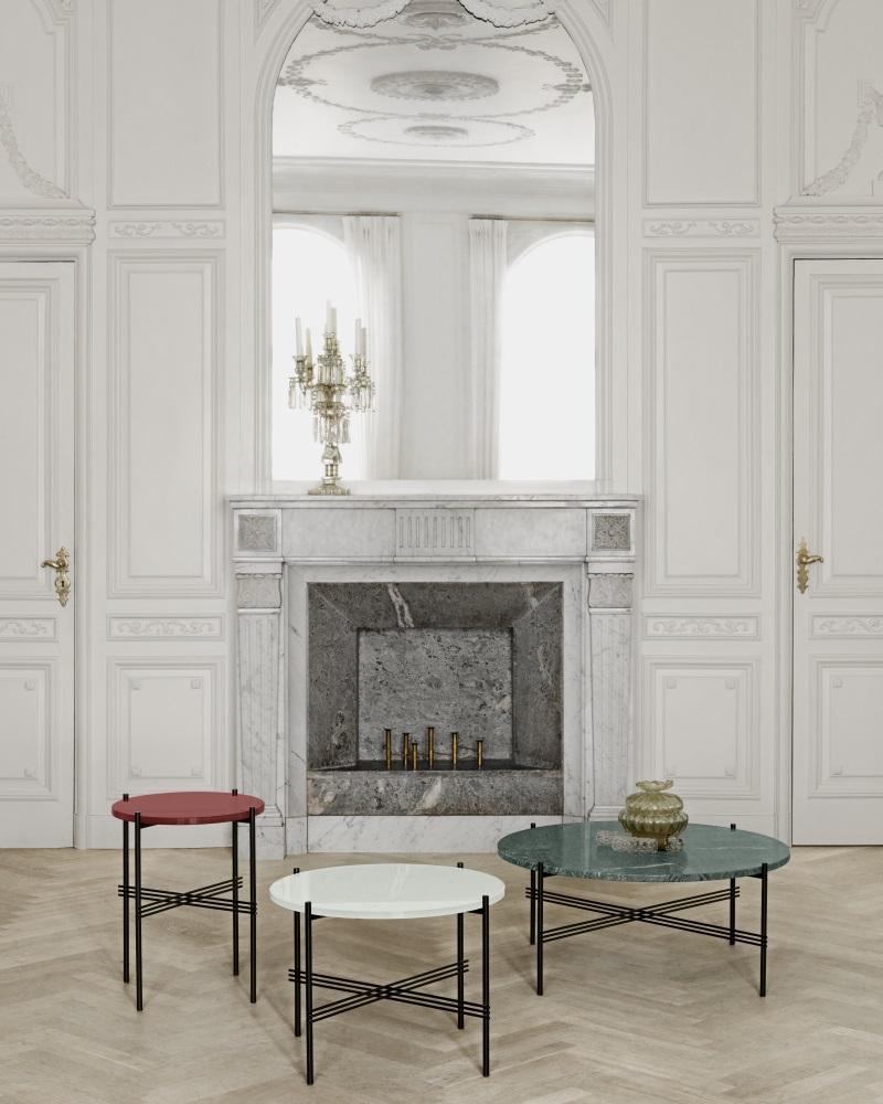 GUBI TS -sohvapöytä Ø55 cm, valkoinen marmori / musta - Nomart