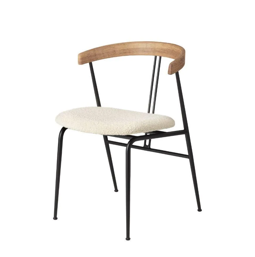 GUBI VIOLIN dining chair, seat upholstered, white/oak