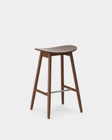 Massproductions ICHA barstool 65 cm, walnut stained beech