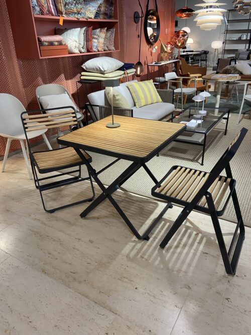 Mindo 121-ulkoruokapöytä, tummanharmaa alumiini/bambu, outlet - Image 2