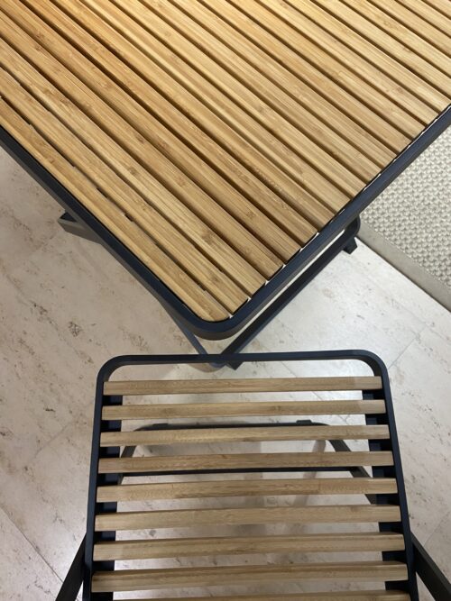 Mindo 121-ulkoruokapöytä, tummanharmaa alumiini/bambu, outlet - Image 3