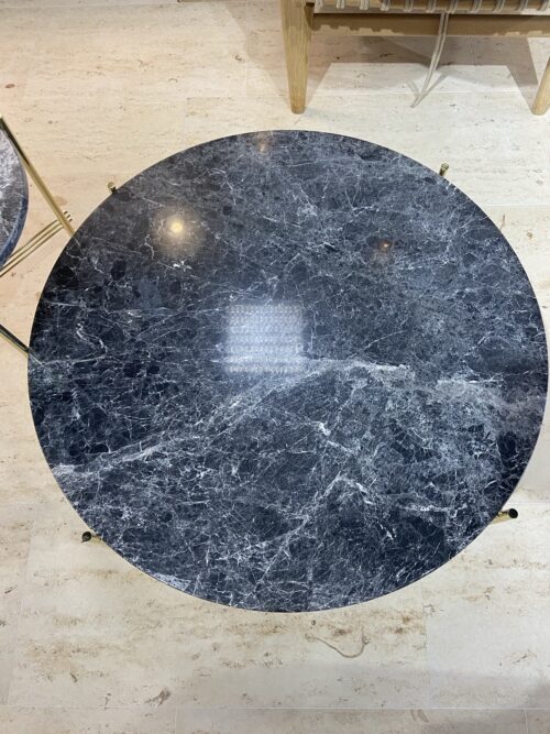 GUBI TS-sohvapöytä Ø80 cm, harmaa marmori/messinki, outlet - Image 2
