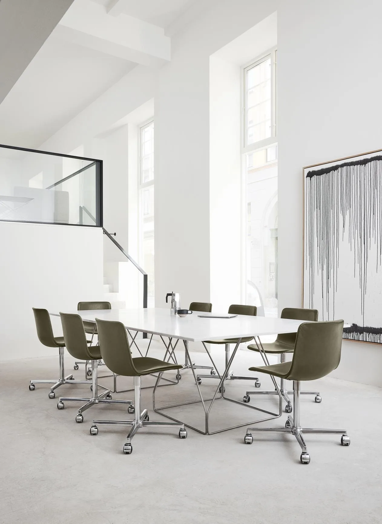 Fredericia JG -dining table, 140 x 140 cm, white marble / stainless steel - Image 3