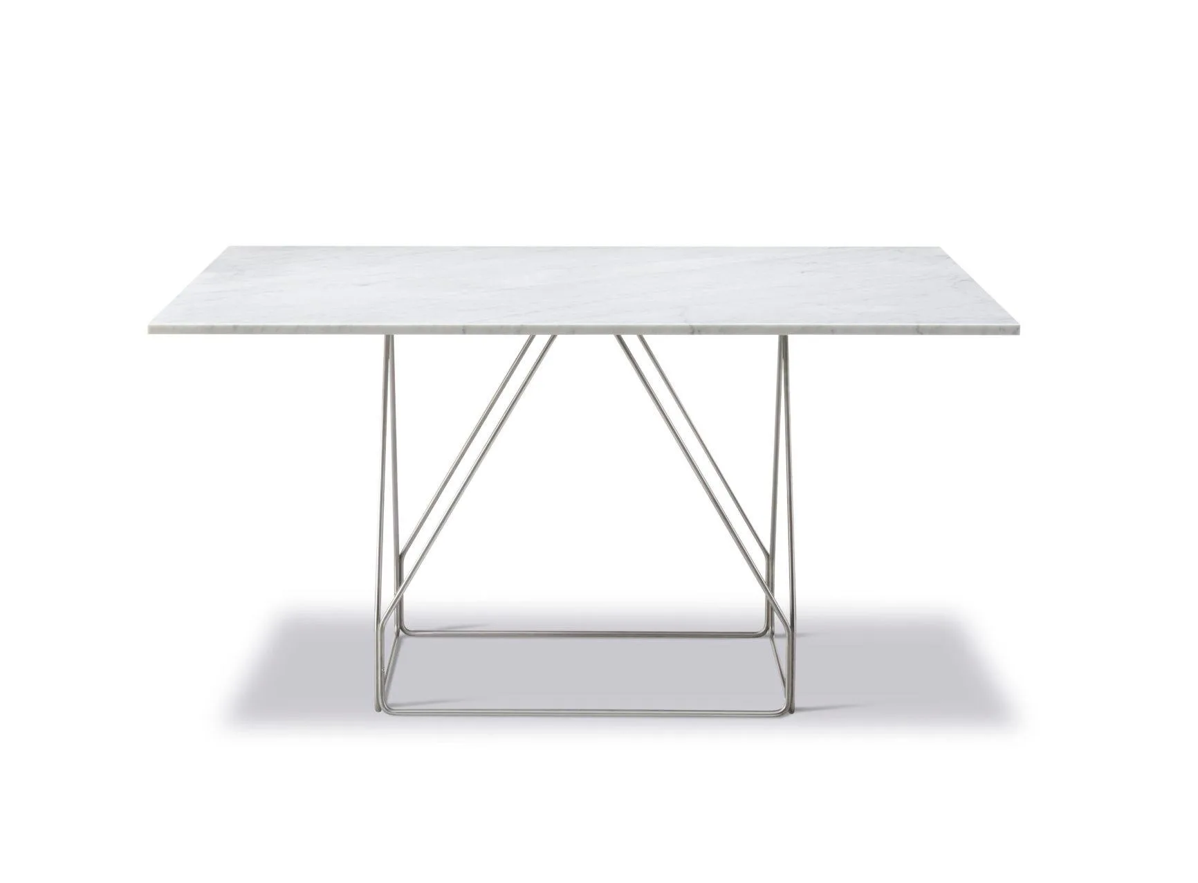 Fredericia JG -dining table, 140 x 140 cm, white marble / stainless steel